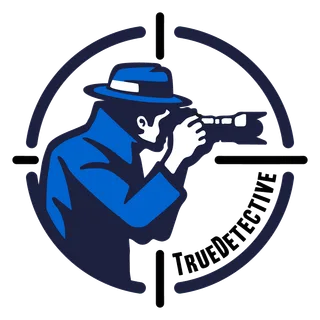 True Detective logo: detective with a camera in a crosshair